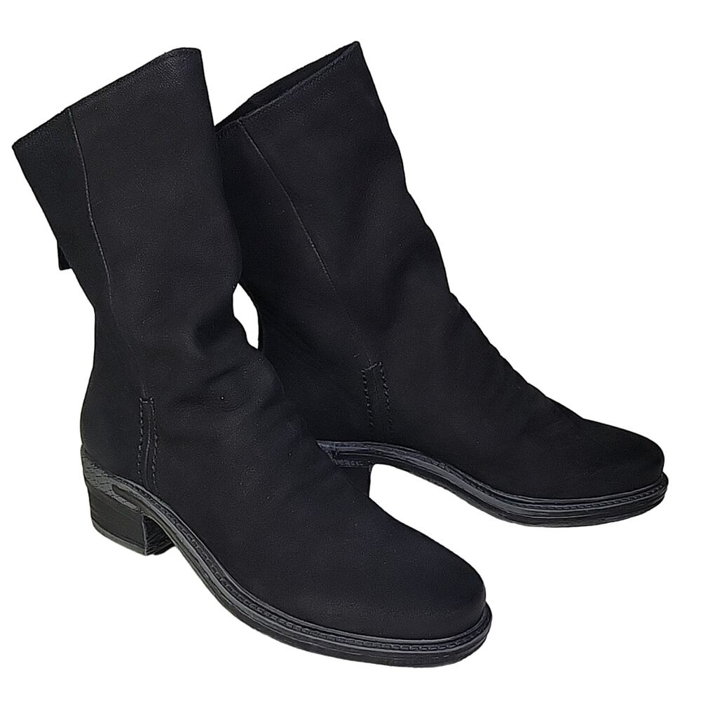 OTBT Fernweh Black Leather Mid Calf Slouch Ankle Boots Womens Size 7.5 NEW